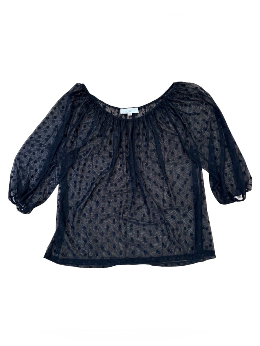LOFT Sheer Polka Dot Top